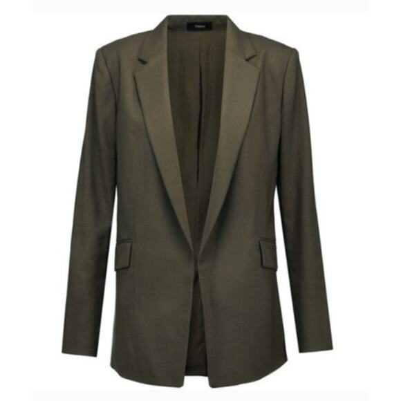 Theory Sedeia Contour 100%‎ Virgin Wool Blazer Brown Size 4 - Picture 1 of 12